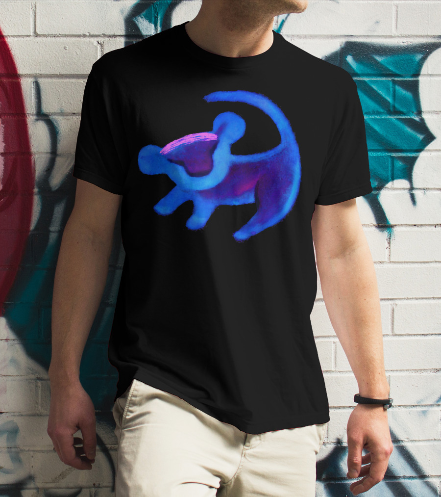 Disney Lion King Simba Neon Blue Cave Painting Hue T-Shirt