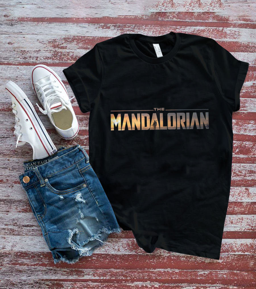 The Mandalorian Star Wars Series Iconic Text Sunset T-Shirt