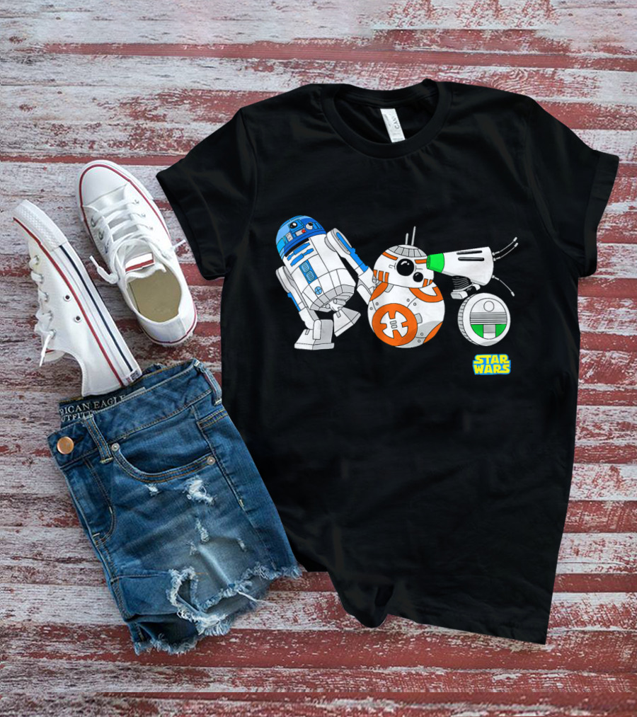 Star Wars The Rise Of Skywalker Droid Cartoon Lineup R2-D2 BB-8 D-O T-Shirt