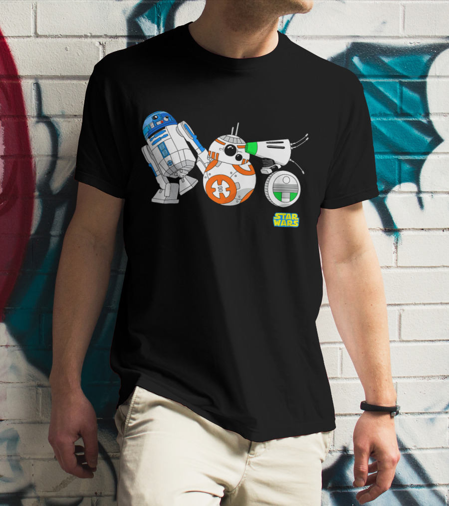 Star Wars The Rise Of Skywalker Droid Cartoon Lineup R2-D2 BB-8 D-O T-Shirt