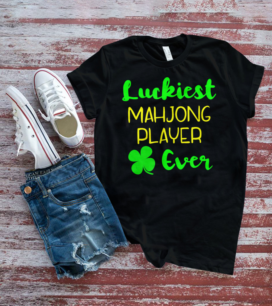 Luckiest Mahjong Player Ever St Patrick's Day Irish Clover T-Shirt