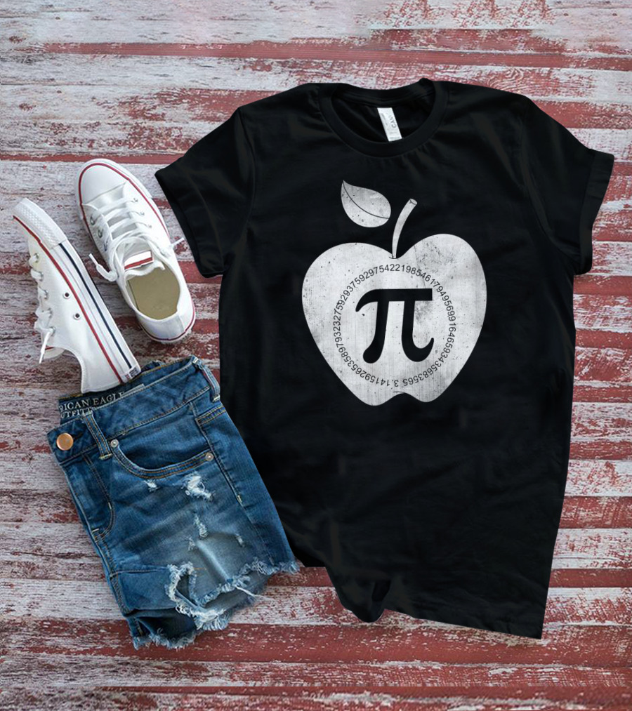 Pi Symbol Inside Apple With Pi Digits Circle T-Shirt