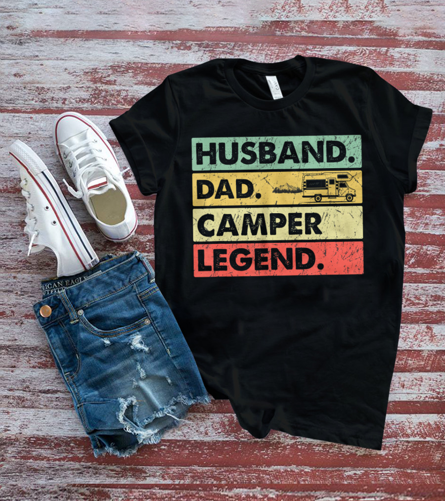 Husband Dad Camper Legend Vintage Retro Camping RV T-Shirt