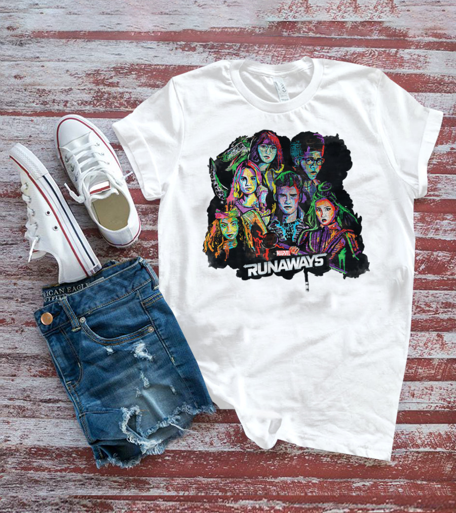 Marvel Runaways Vibrant Character Portraits Group Shot T-Shirt