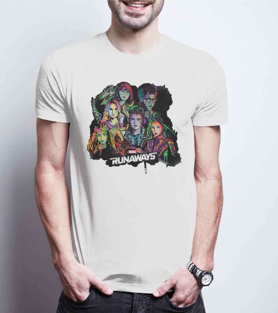 Marvel Runaways Vibrant Character Portraits Group Shot T-Shirt