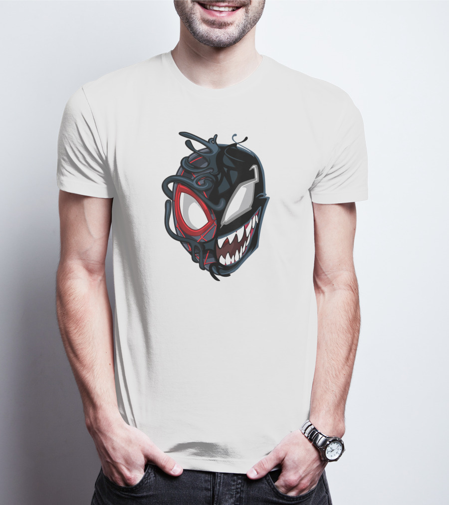 Marvel Maximum Venom Spider-Man Miles Morales Half Venom Face T-Shirt