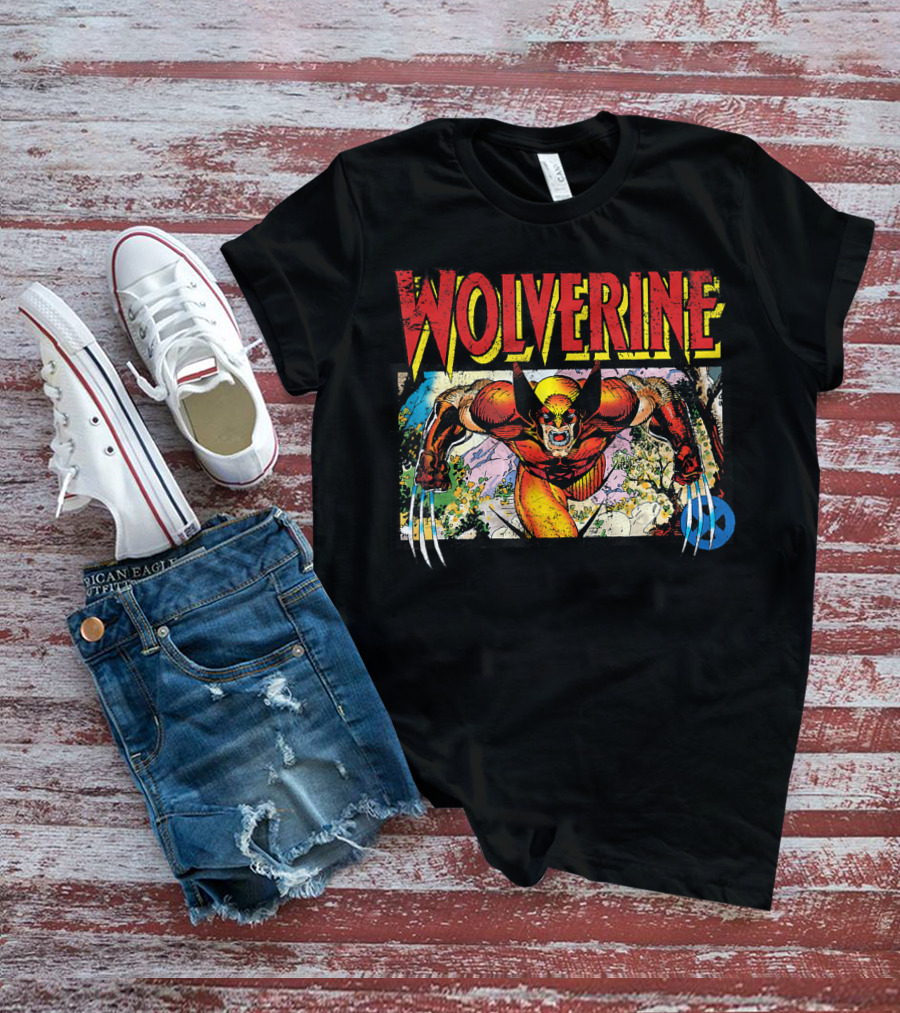 Wolverine Marvel X Men 90s Retro Style Art Classic Comic Panel T-Shirt