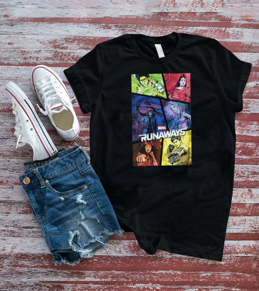 Marvel Runaways Character Color Block Grid With Comic Style T-Shirt