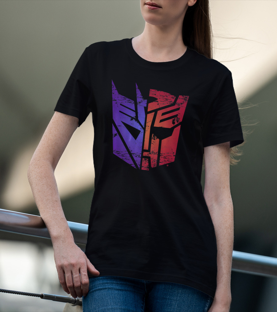Transformers Decepticon Autobot Split Purple Red T-Shirt