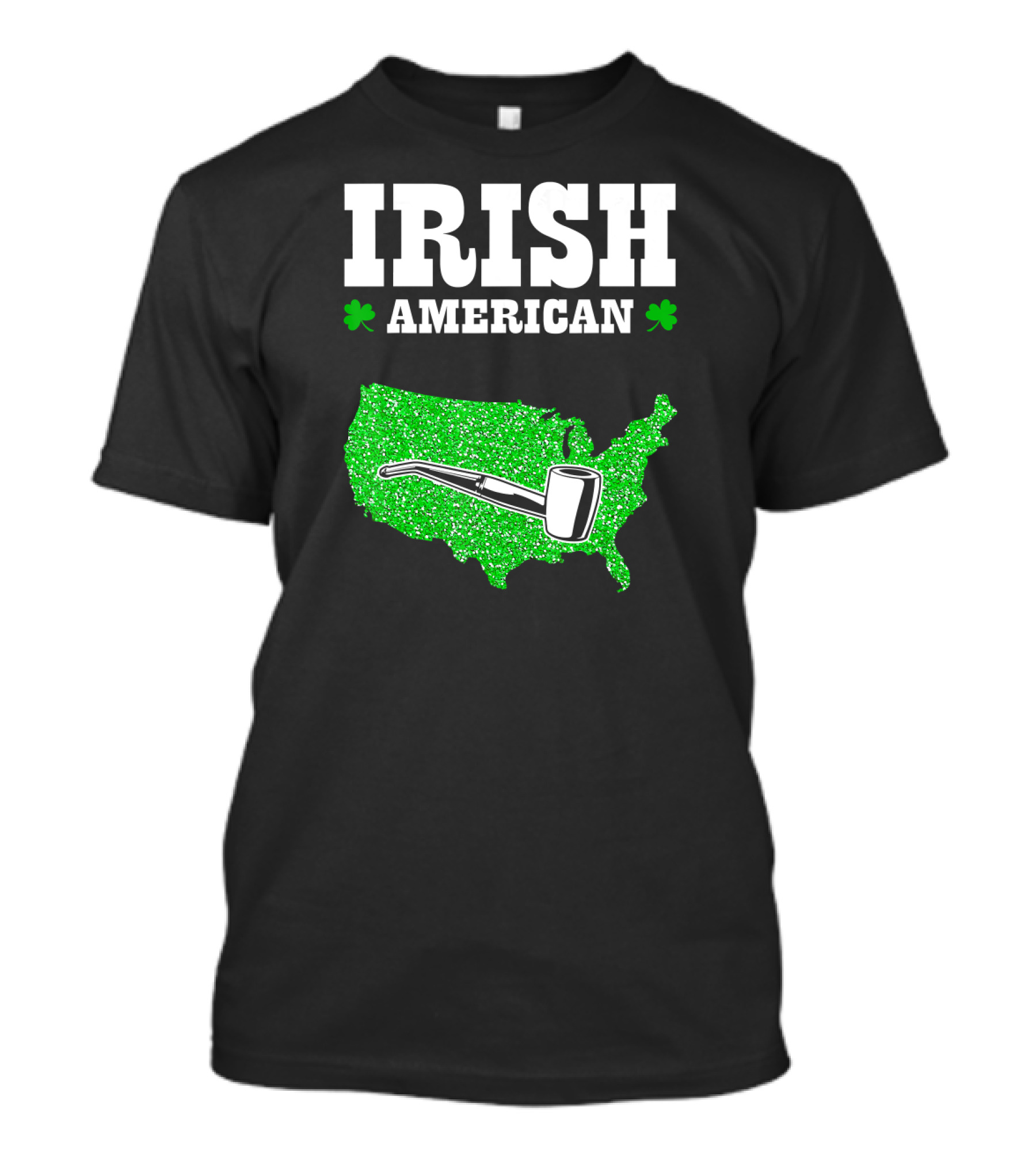 Irish American Shamrock Map With Pipe St Patrick's Day T-Shirt