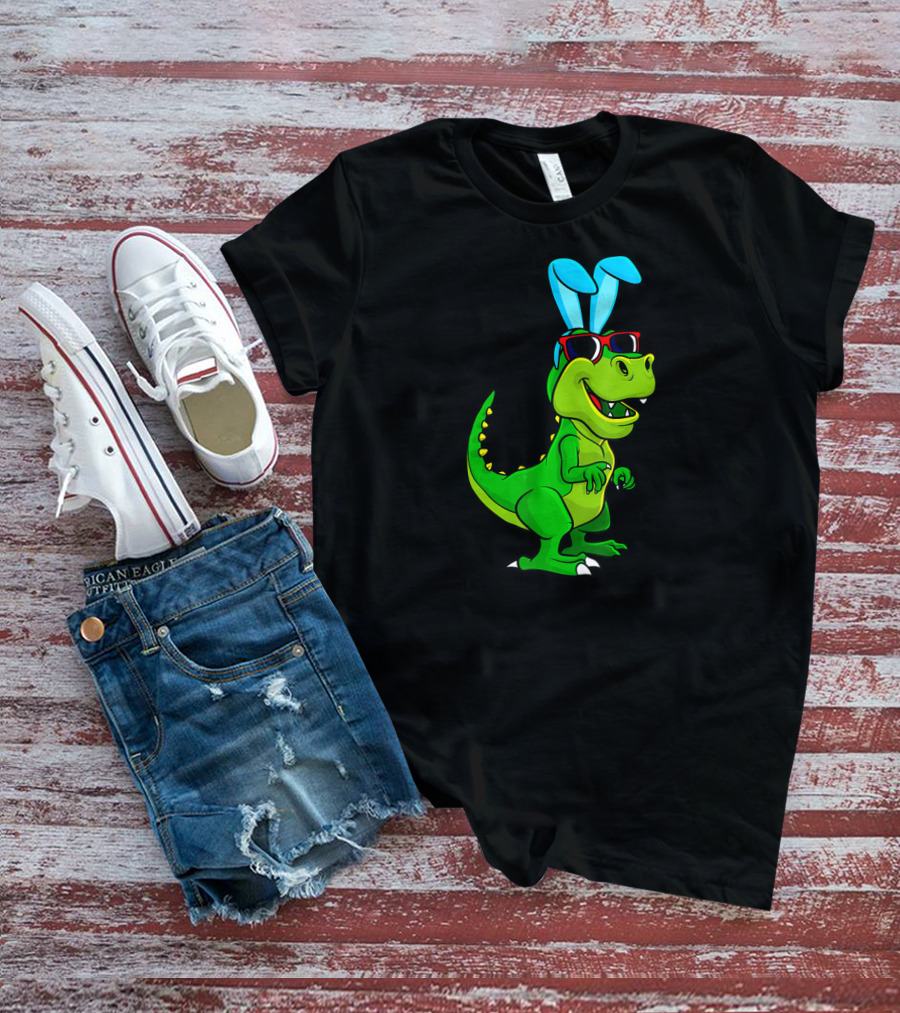 T Rex With Easter Bunny Ears And Sunglasses Dinosaur Lover T-Shirt
