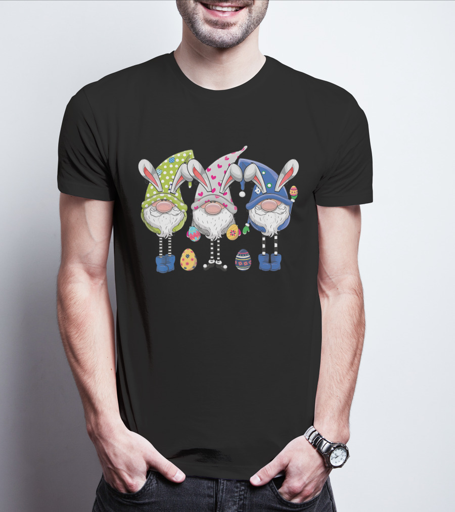 Easter Gnomes With Bunny Ears And Colorful Eggs For Egg Hunting T-Shirt
