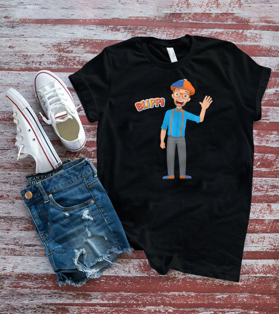 Blippi Colorful Cartoon Character With Orange And Blue T-Shirt