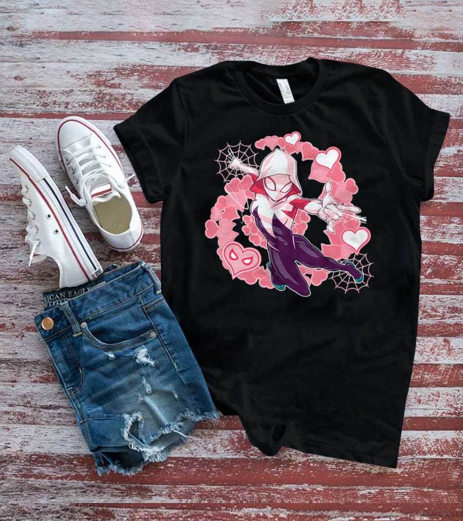 Spider Gwen Hearts Into The Spider-Verse Marvel T-Shirt
