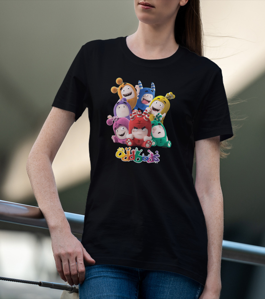 Oddbods All 7 Characters In Colorful Playful Poses T-Shirt