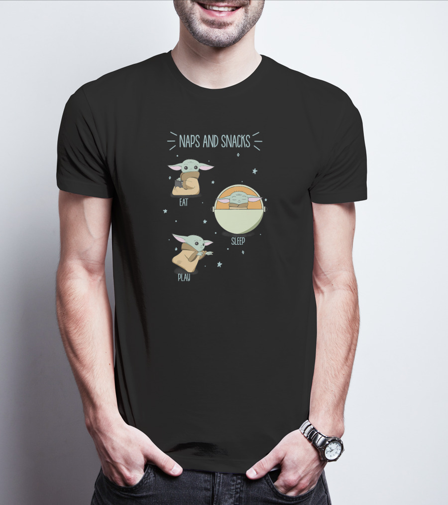 Star Wars The Mandalorian Naps And Snacks Eat Sleep Play The Child Doodles T-Shirt