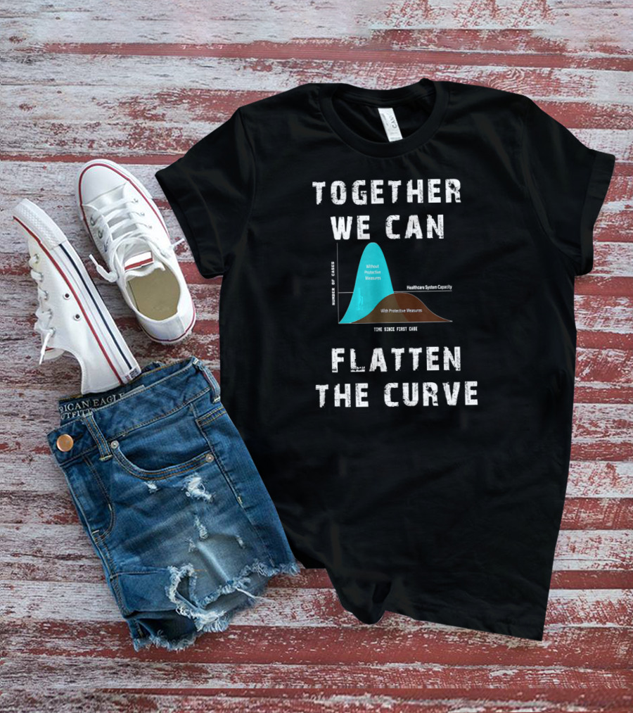 Together We Can Flatten The Curve With Protective Measures Graph T-Shirt
