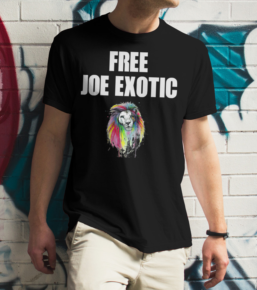 FREE JOE EXOTIC Colorful Lion Head T-Shirt