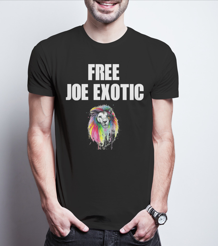 FREE JOE EXOTIC Colorful Lion Head T-Shirt