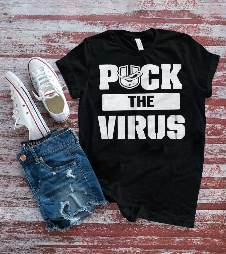 Puck The Virus Hockey Mask Sports Humorous Message T-Shirt