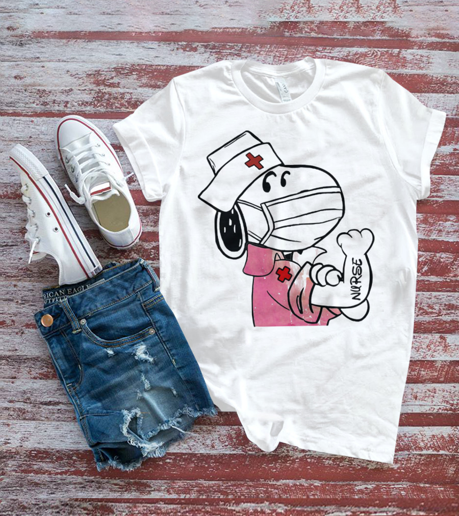 Snoopy Nurse With Arm Tattoo Showing Strength T-Shirt