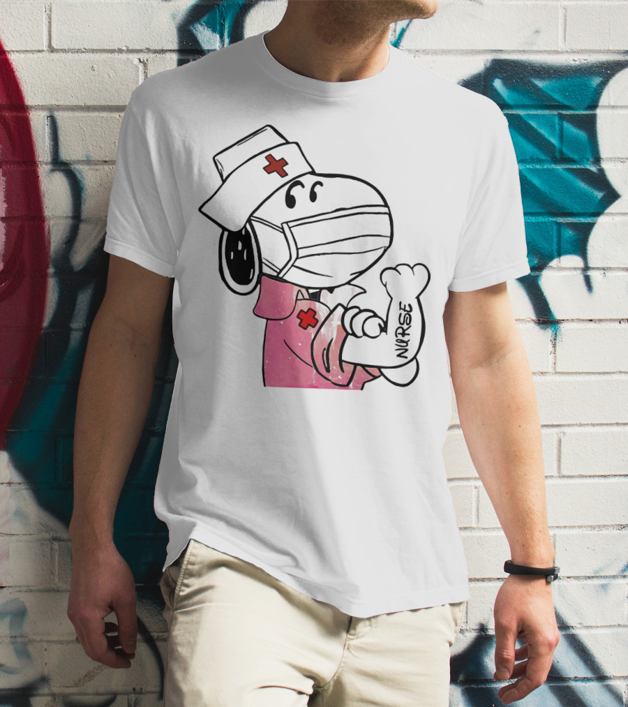 Snoopy Nurse With Arm Tattoo Showing Strength T-Shirt