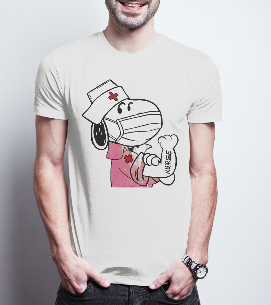 Snoopy Nurse With Arm Tattoo Showing Strength T-Shirt