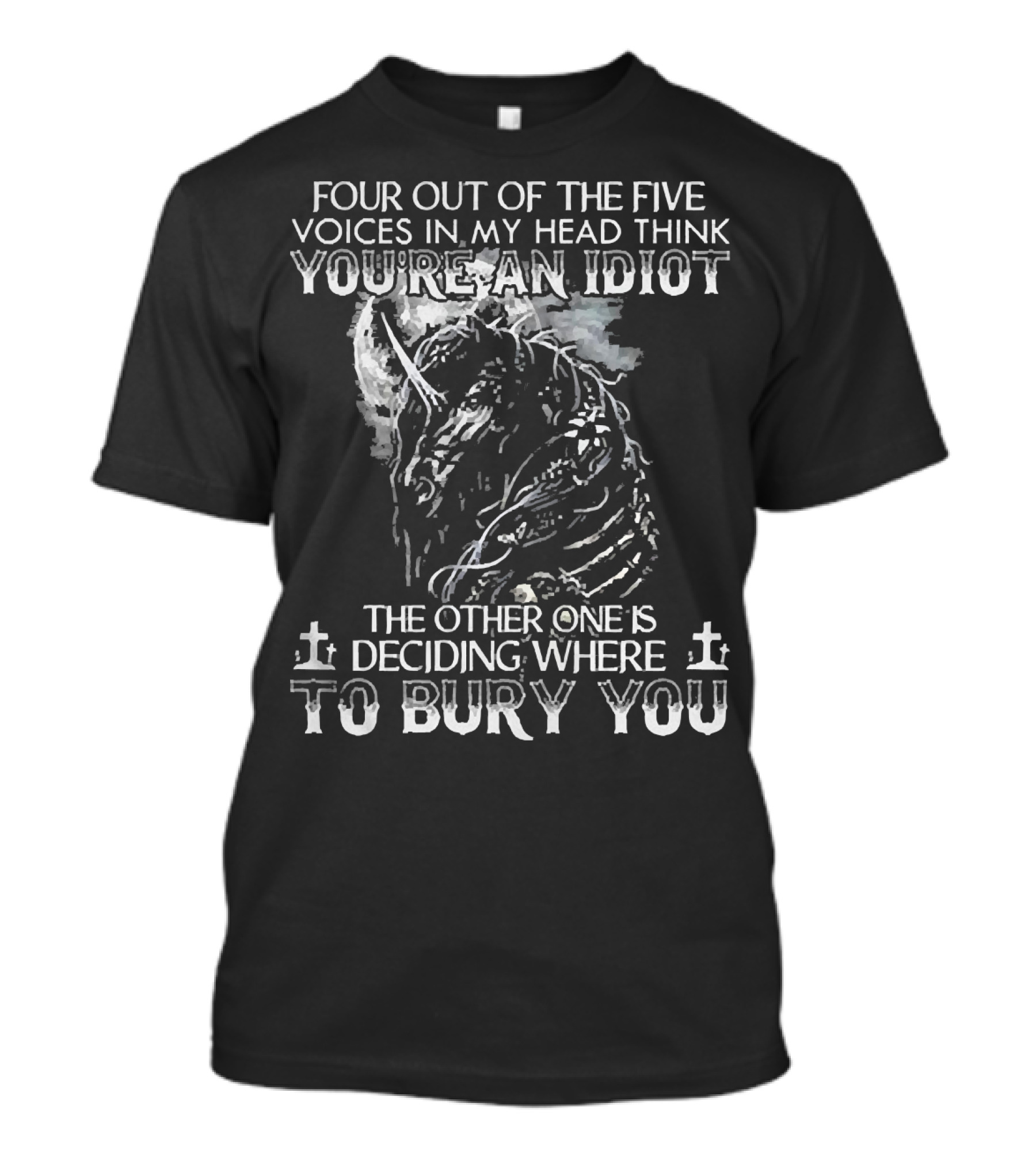 Four Out Of The Five Voices In My Head Think You're An Idiot Skull Unicorn Diamond T-Shirt