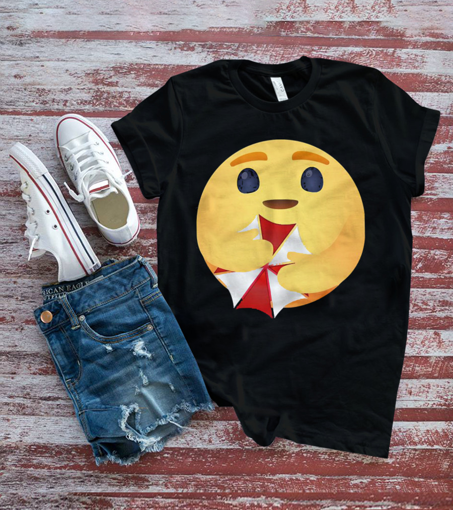 Facebook Care Emoji Embrace With Red Parasol T-Shirt