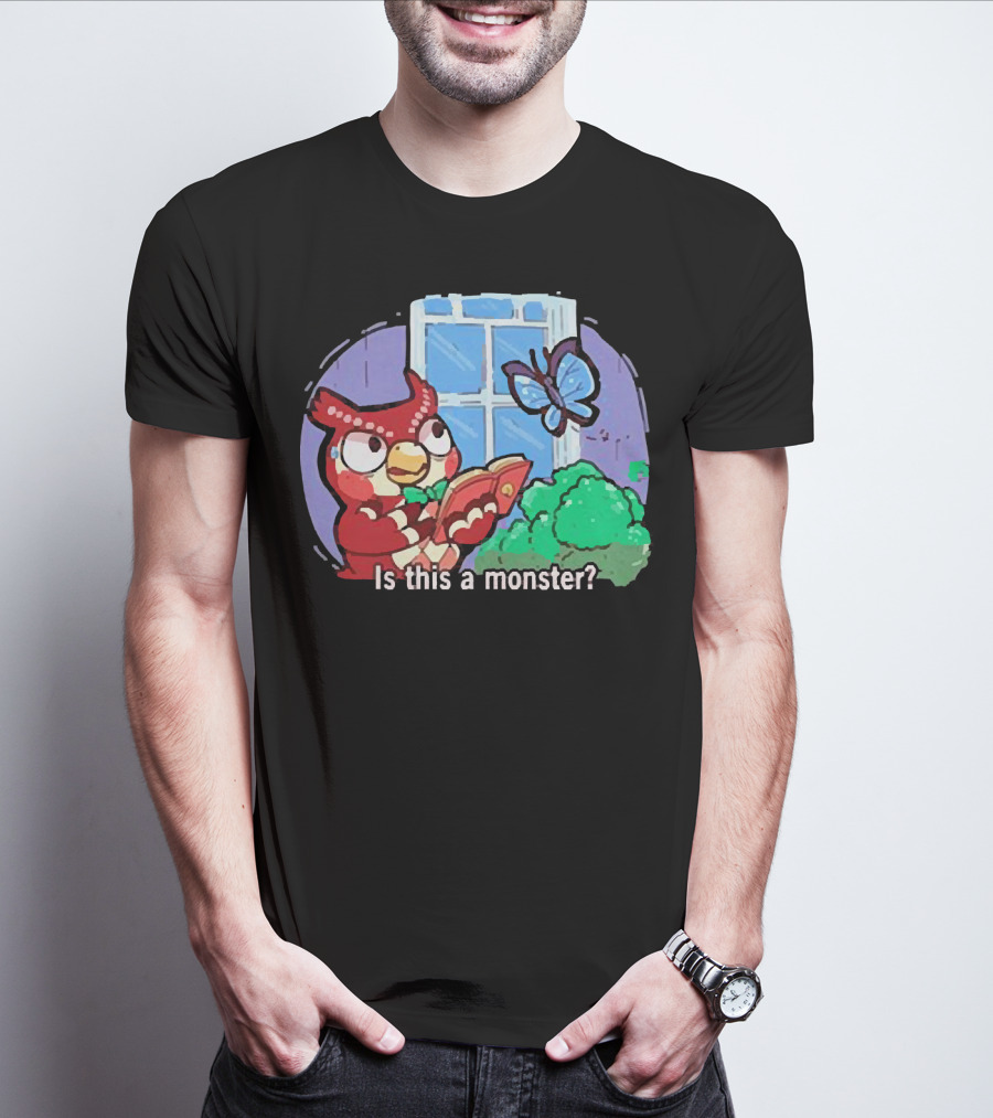 Owl Is This A Monster With Book And Butterfly By Window T-Shirt
