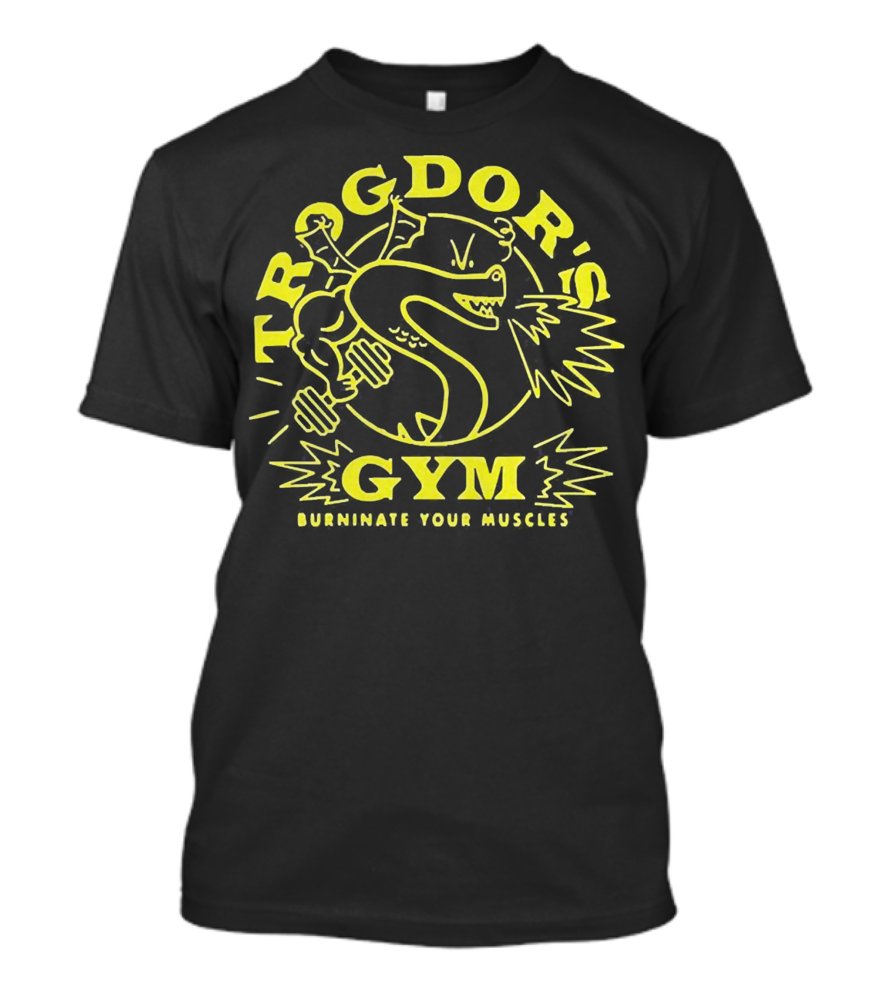 Trogdor's Gym Burninate Your Muscles Buff Dragon With Dumbbells T-Shirt