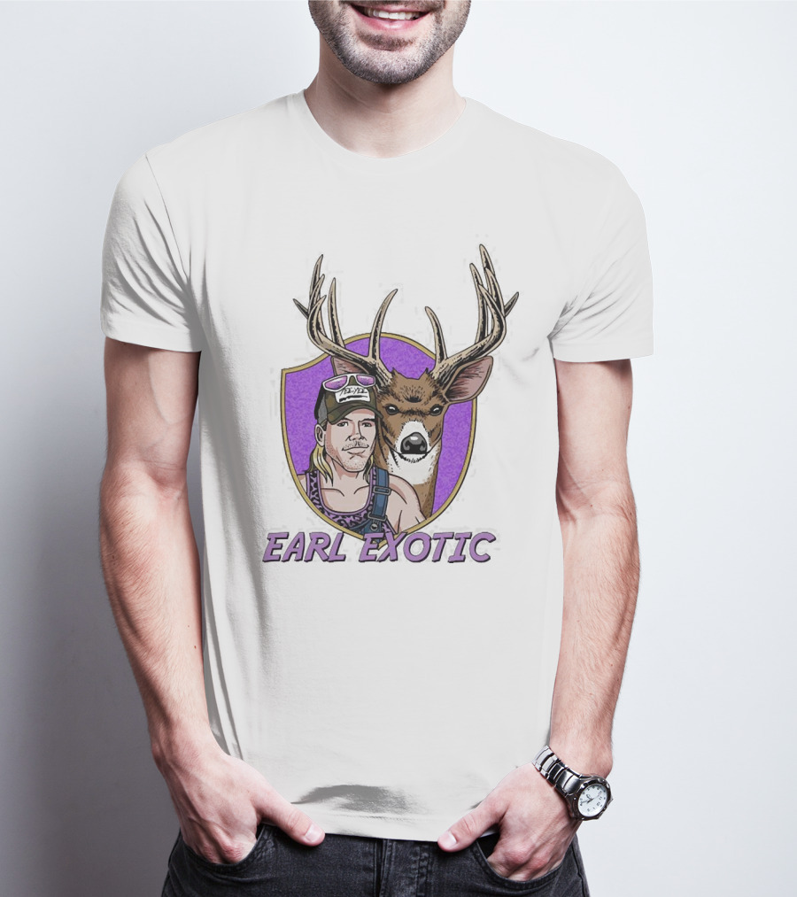 Earl Exotic Deer Hunter With Sunglasses Mule Deer Antlers T-Shirt