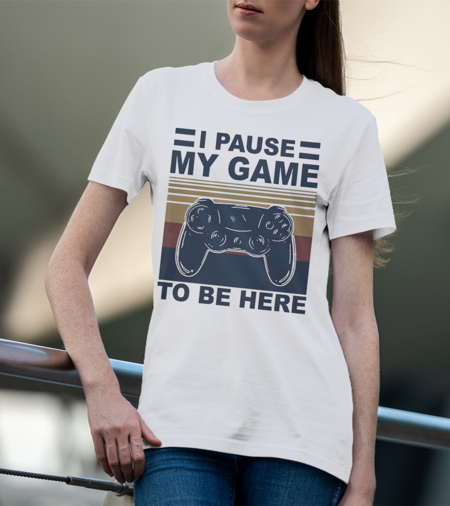I Pause My Game To Be Here Game Controller Retro Stripe T-Shirt