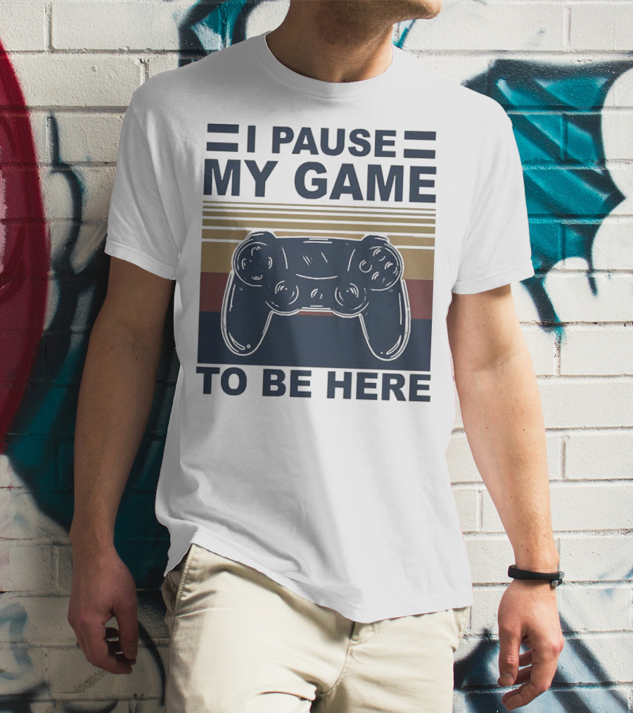 I Pause My Game To Be Here Game Controller Retro Stripe T-Shirt