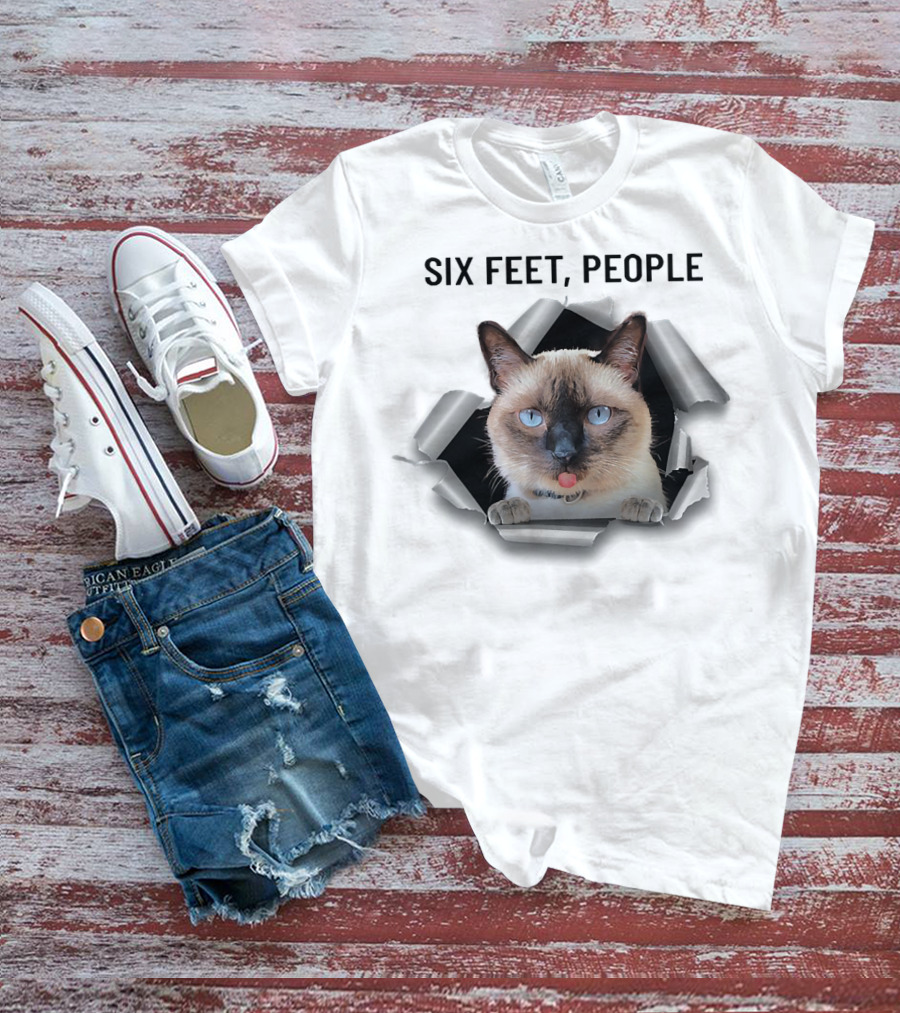 Siamese Cat Six Feet People Torn Ripper T-Shirt