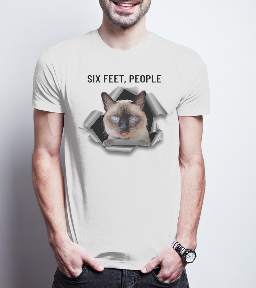 Siamese Cat Six Feet People Torn Ripper T-Shirt