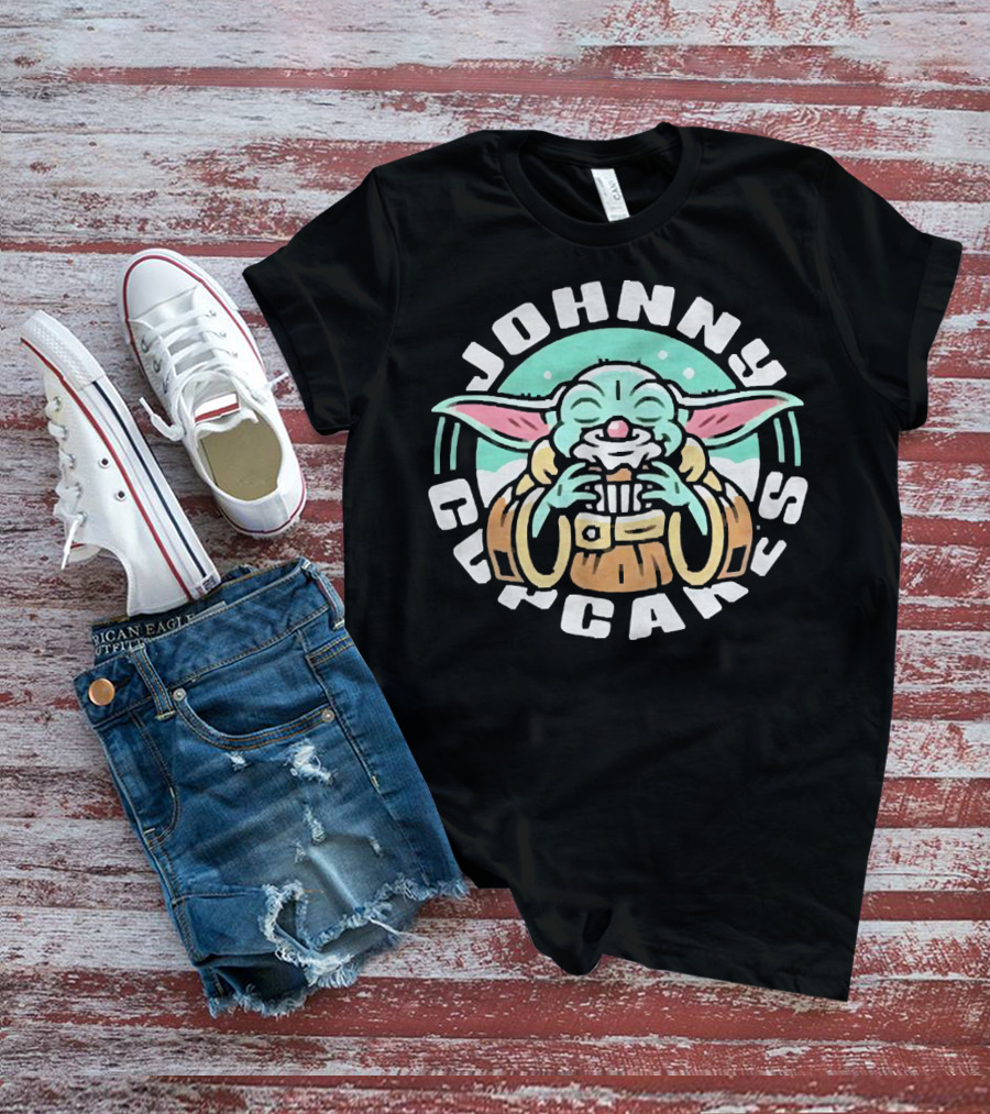 Johnny Cupcakes Baby Yoda Enjoying Cupcake T-Shirt
