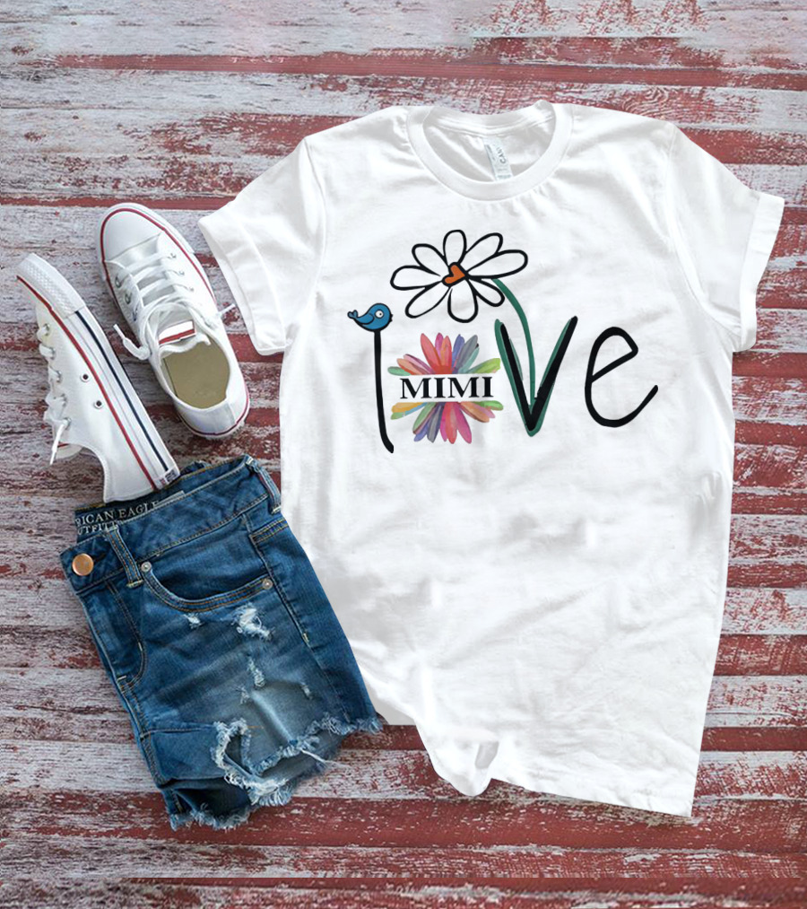 Mimi Love Floral Heart Woman Mom Life T-Shirt