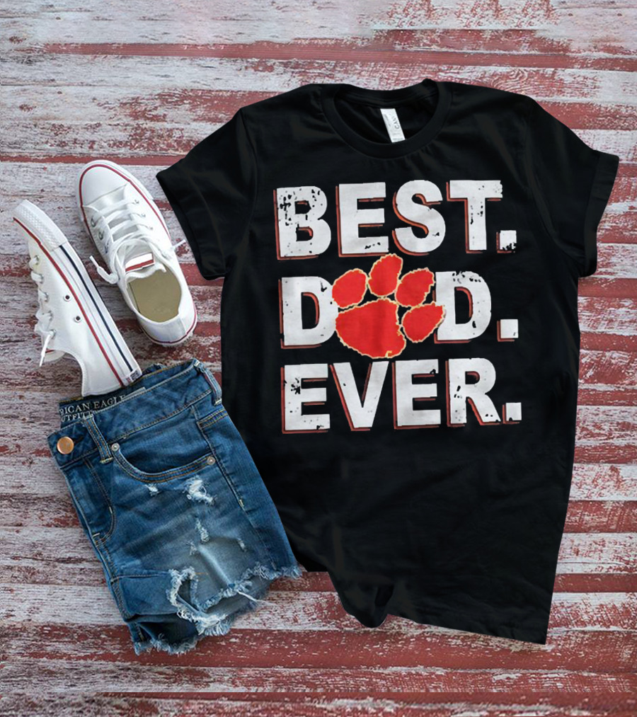 Best Dad Ever Clemson Paw Prints T-Shirt