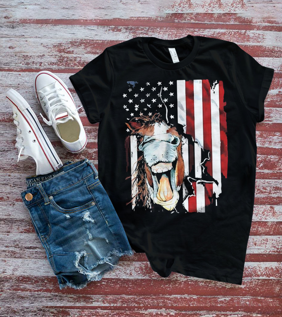 Horse Face American Flag Heritage T-Shirt