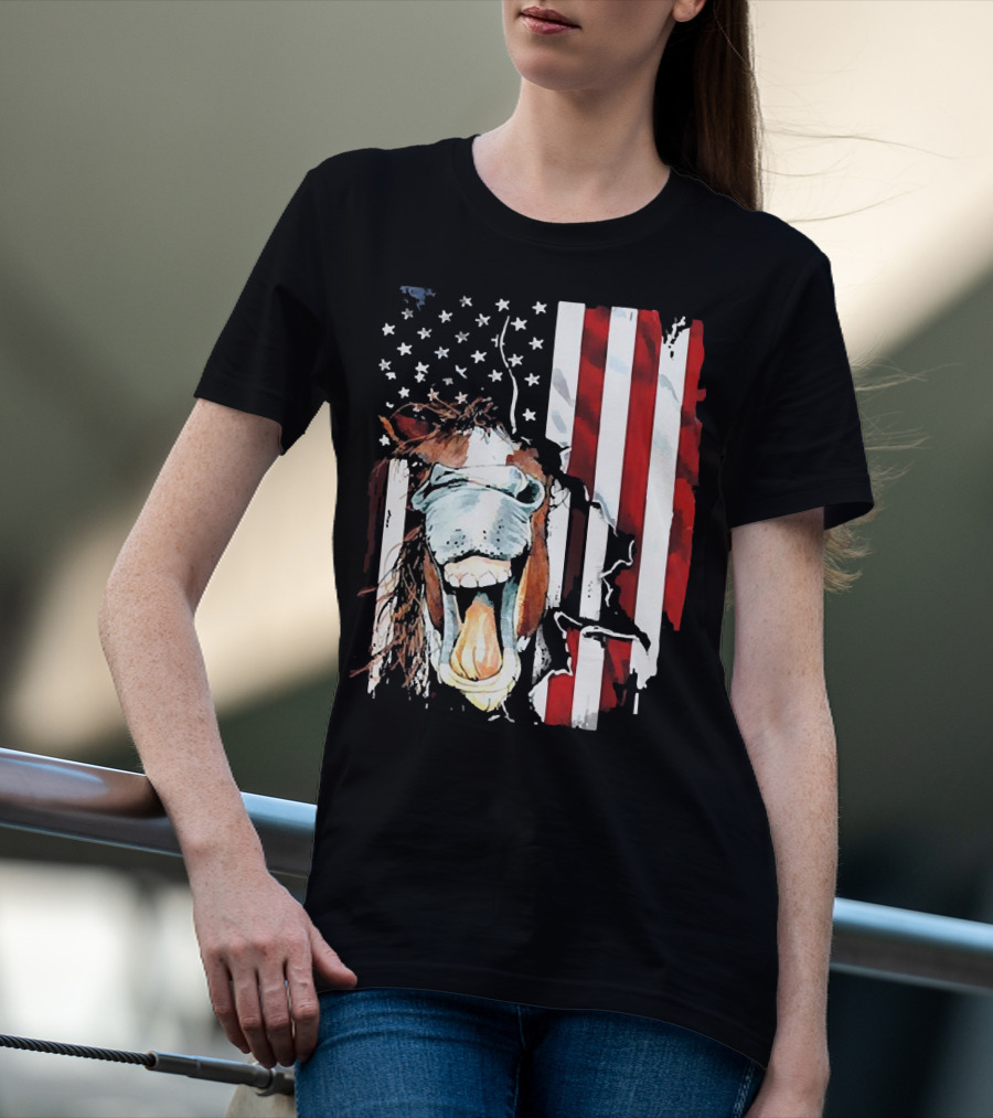 Horse Face American Flag Heritage T-Shirt