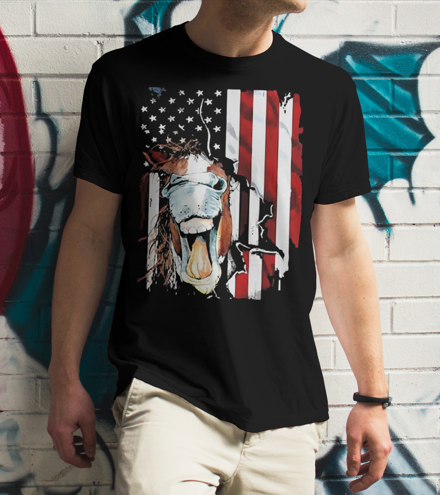 Horse Face American Flag Heritage T-Shirt