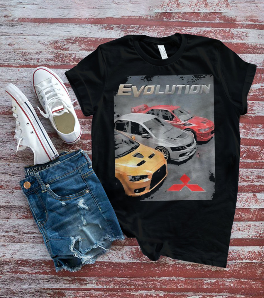Mitsubishi Evolution Cars With Iconic Red T-Shirt