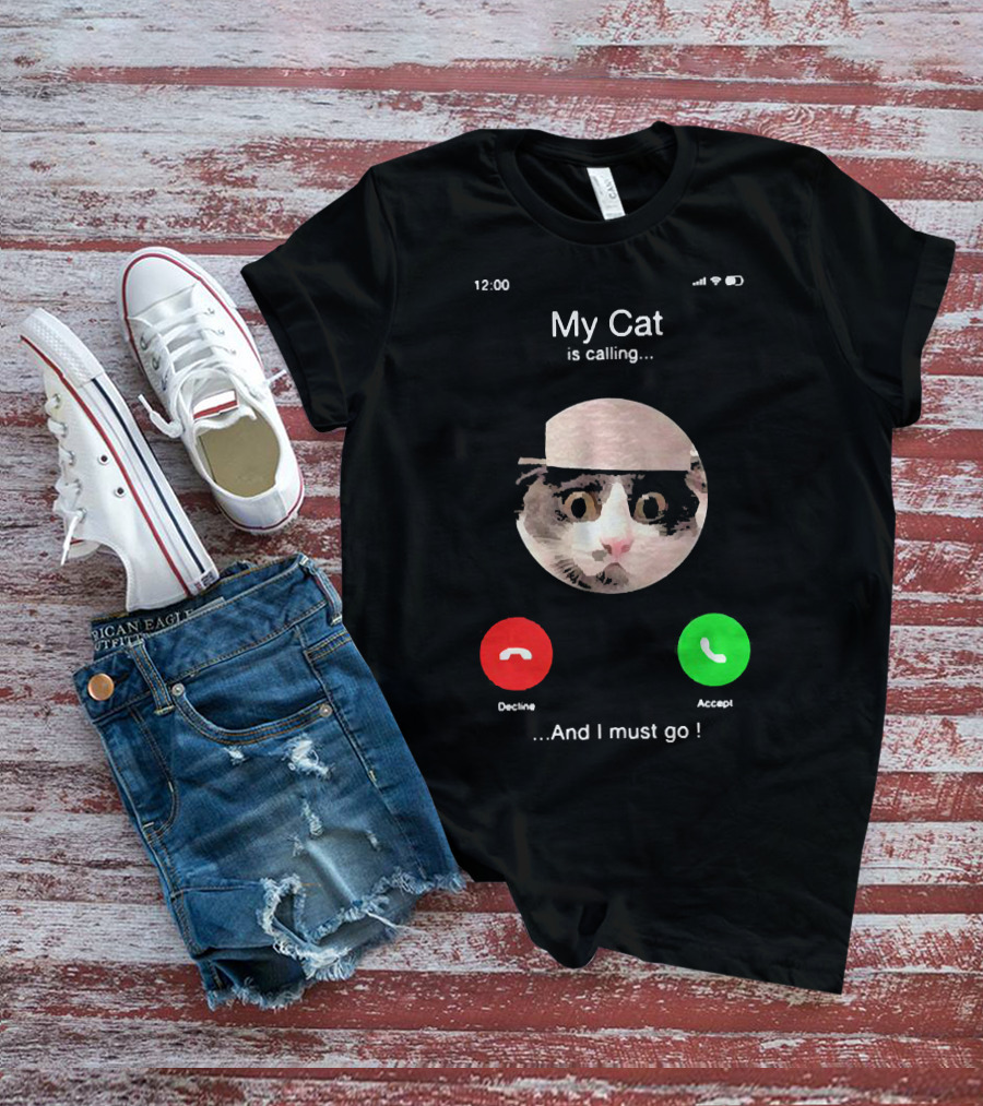 My Cat Is Calling And I Must Go Accept Or Decline At 12:00 T-Shirt