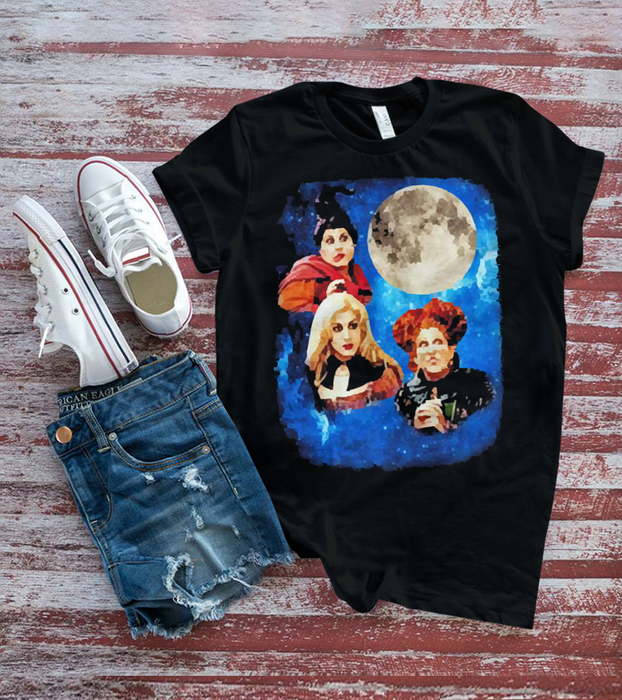 Three Hocus Pocus Moon Sanderson Sisters Night Sky T-Shirt