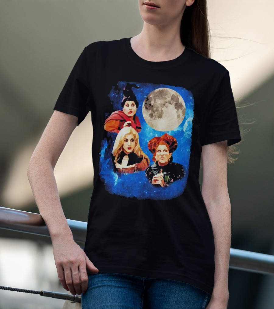 Three Hocus Pocus Moon Sanderson Sisters Night Sky T-Shirt