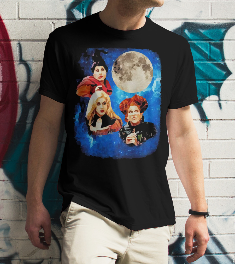 Three Hocus Pocus Moon Sanderson Sisters Night Sky T-Shirt