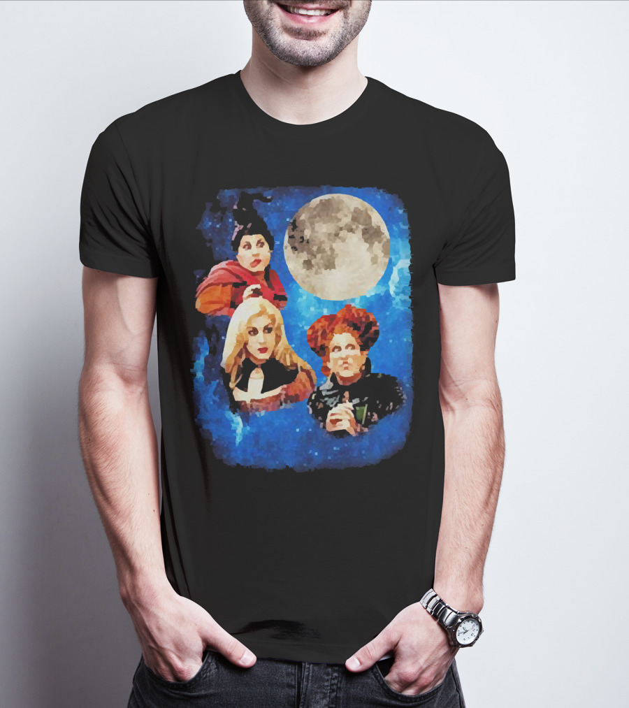 Three Hocus Pocus Moon Sanderson Sisters Night Sky T-Shirt