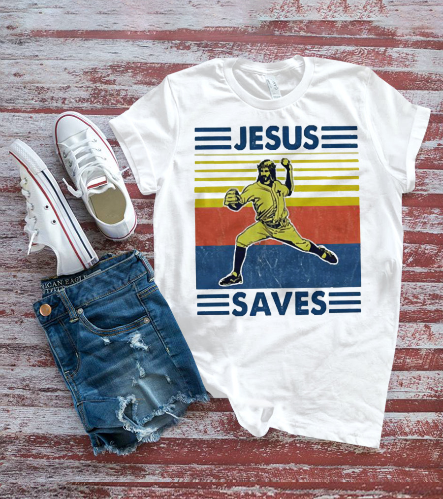 Jesus Saves Baseball Pitcher T-Shirt