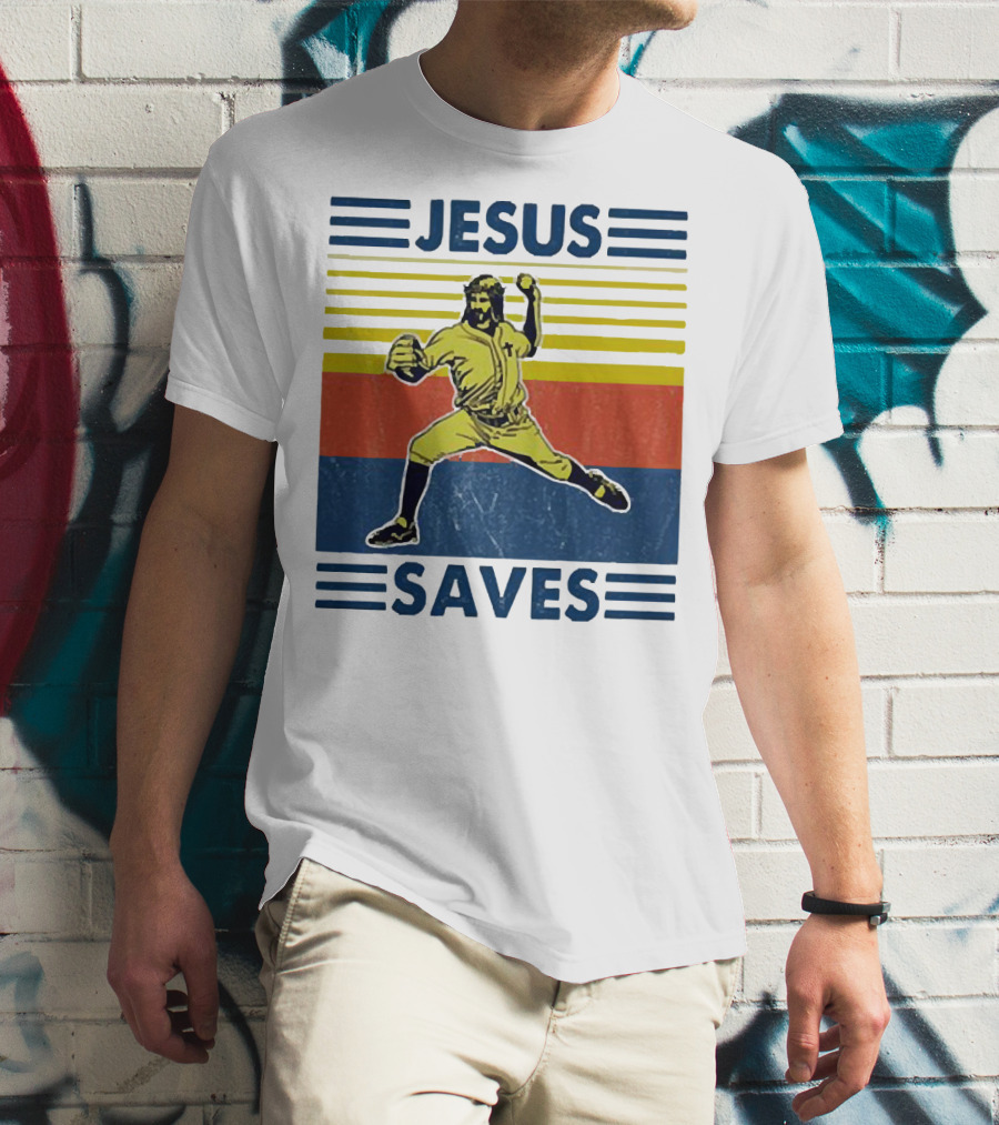 Jesus Saves Baseball Pitcher T-Shirt